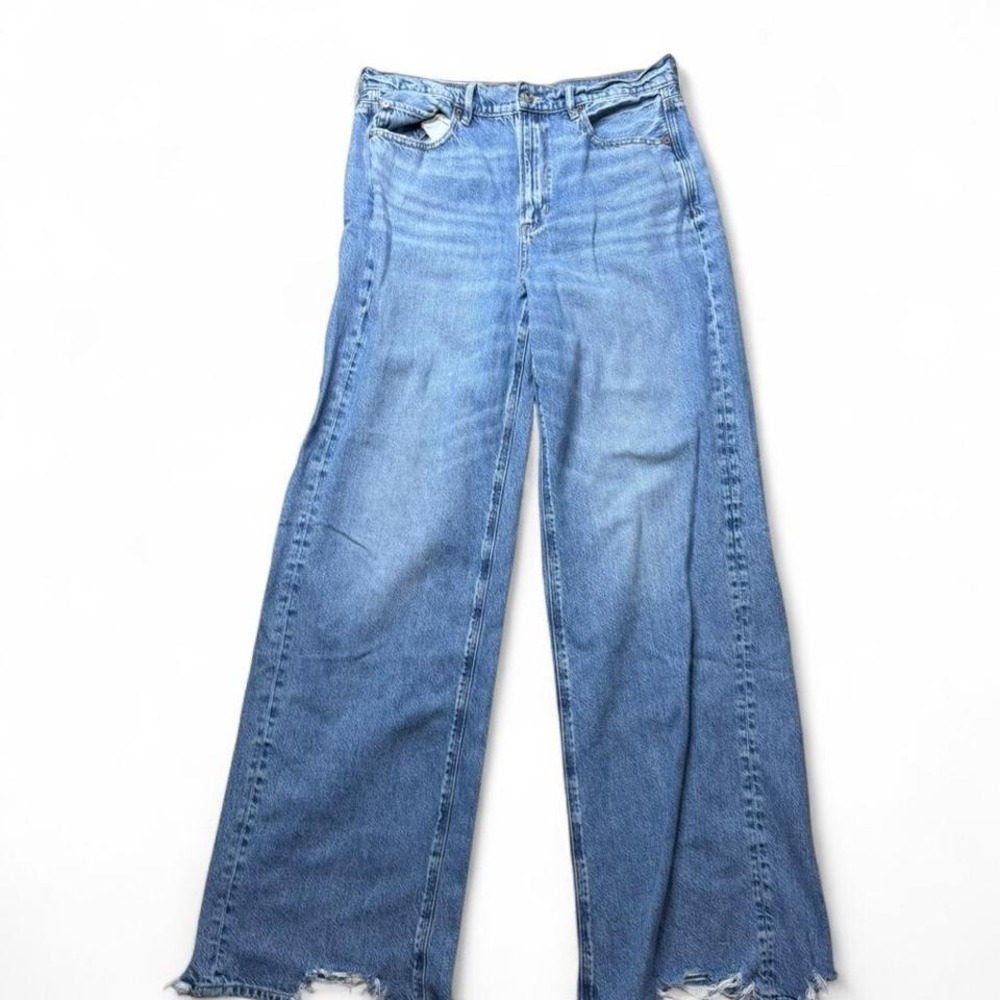 American Eagle High-waisted wide-leg blue denim jeans